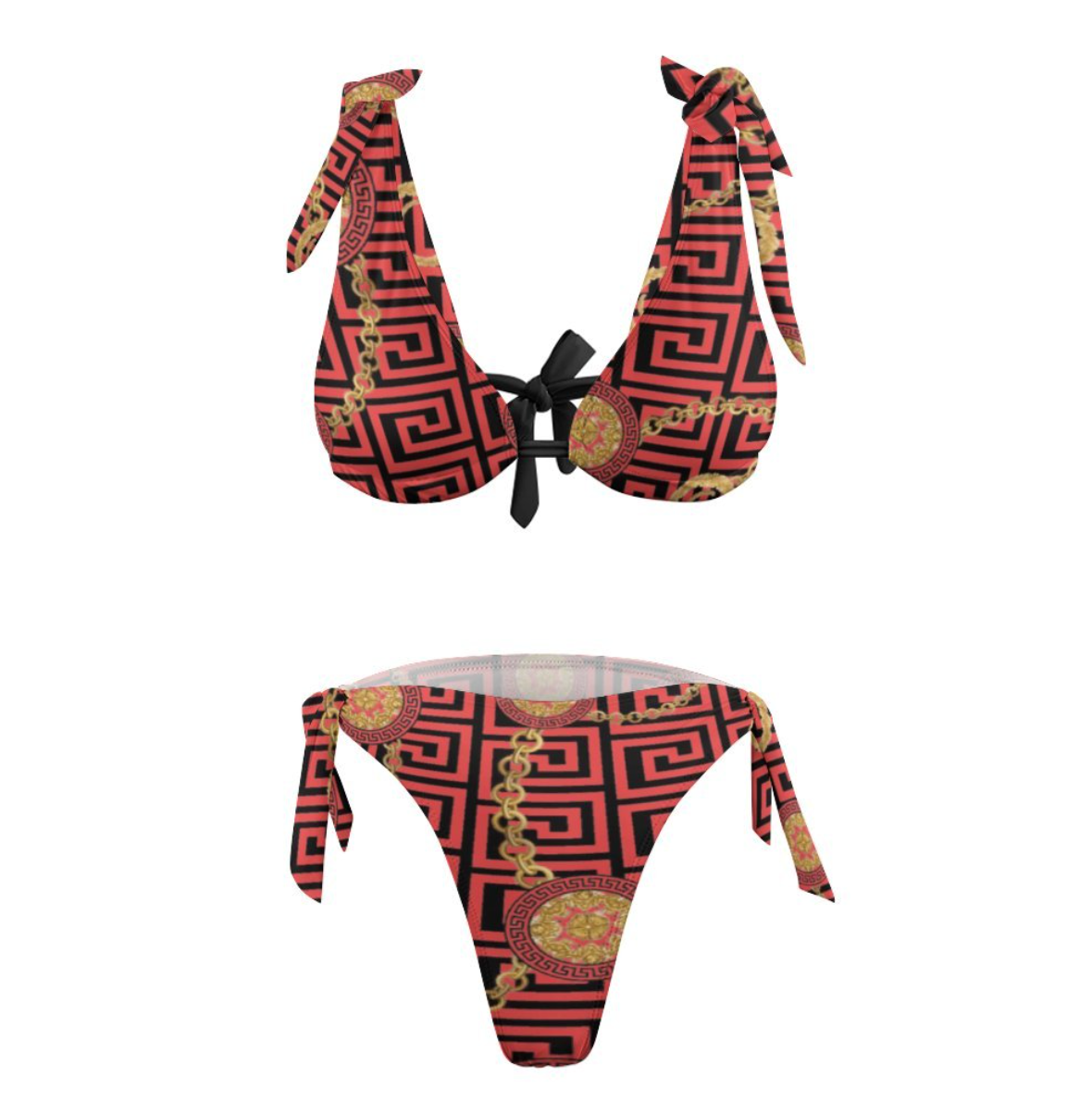 Bikini Greek Meander design with chic chains