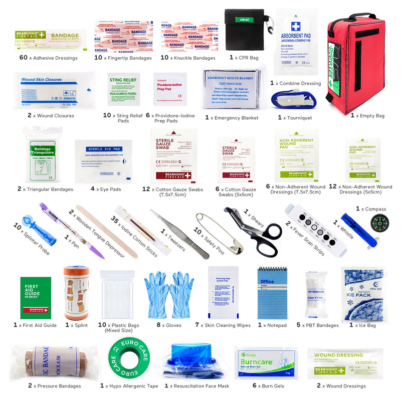 Trousse de premiers secours 255 pièces, sac de traumatologie portable à 4 sections, urgence médicale