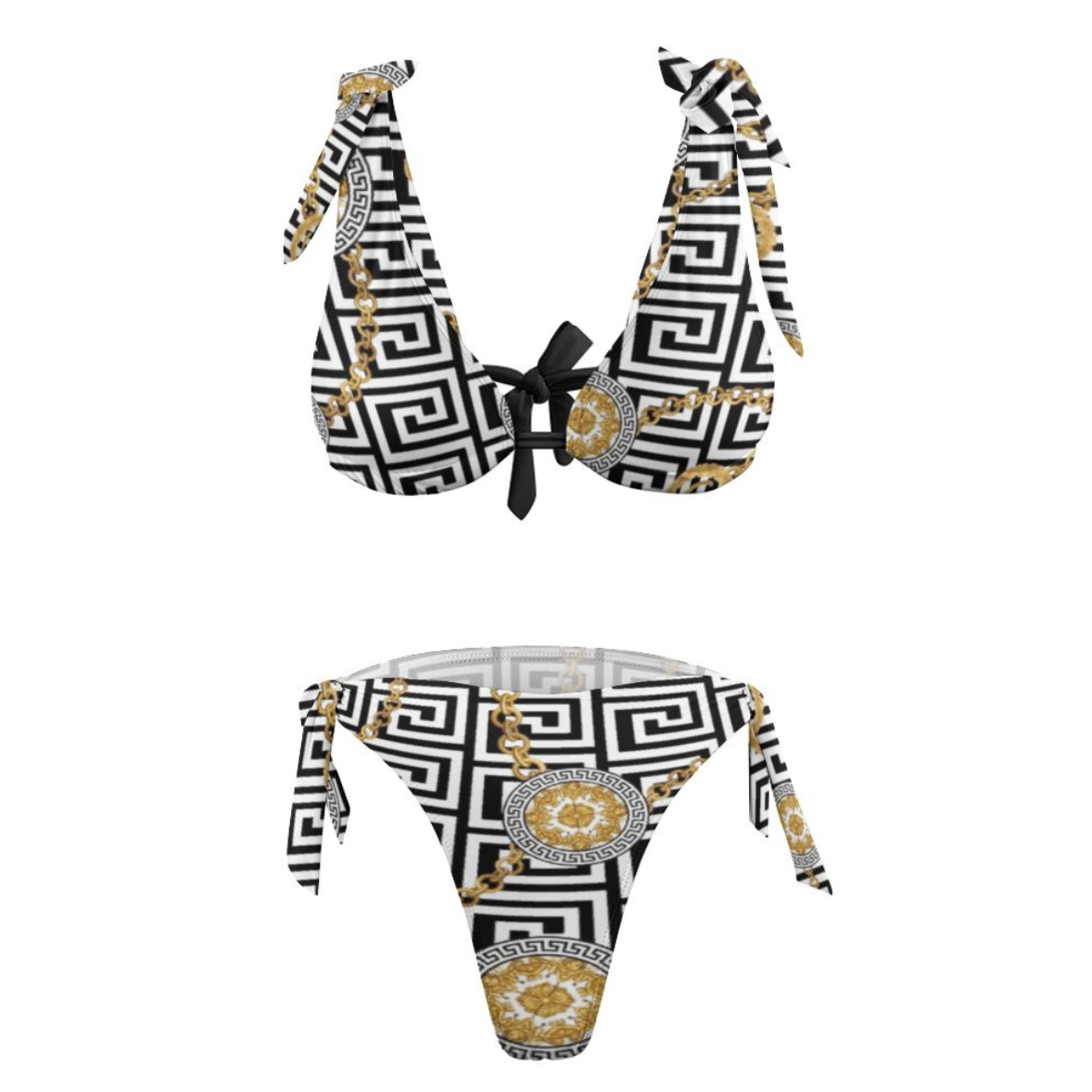 Bikini Greek Meander design with chic chains