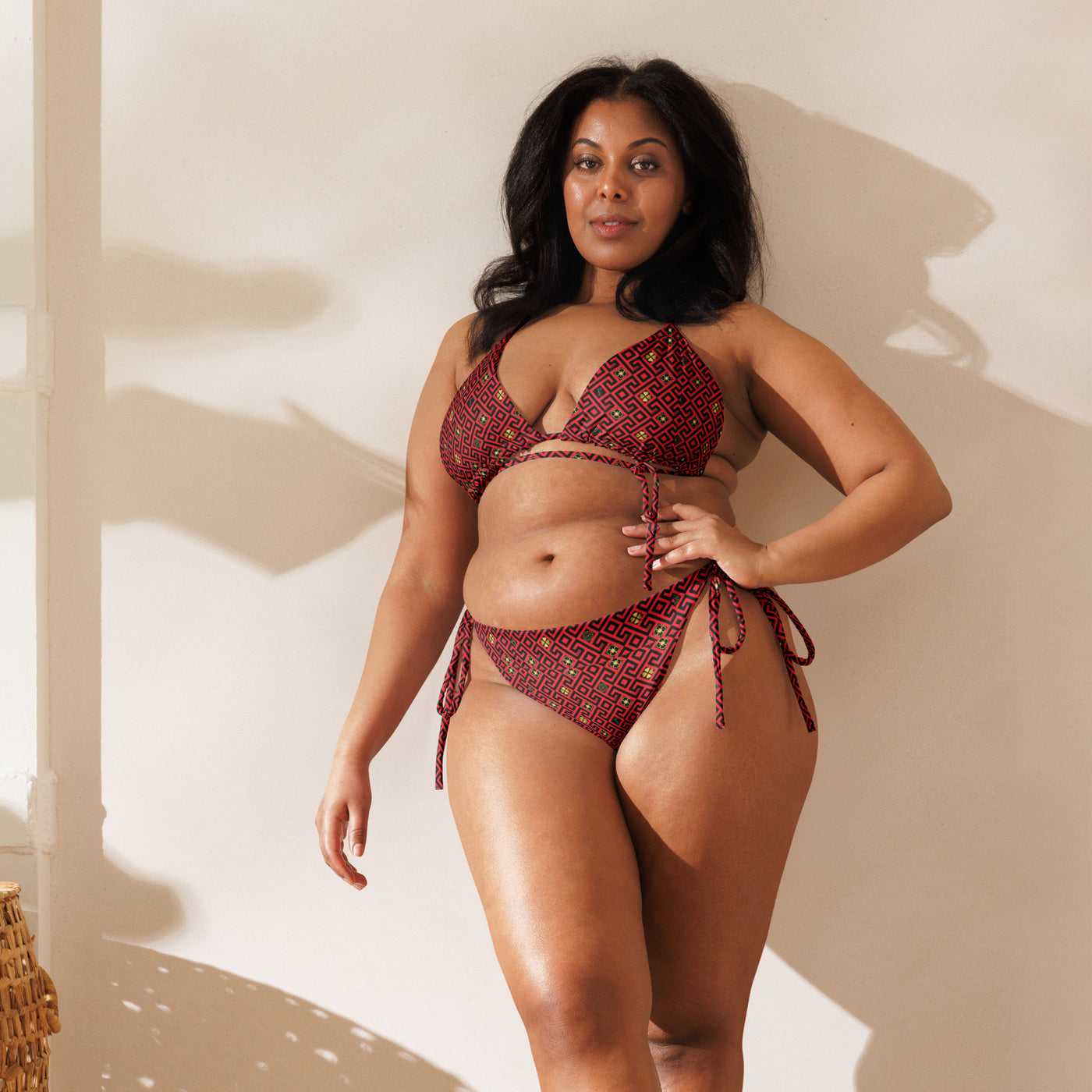 Red recycled string bikini set
