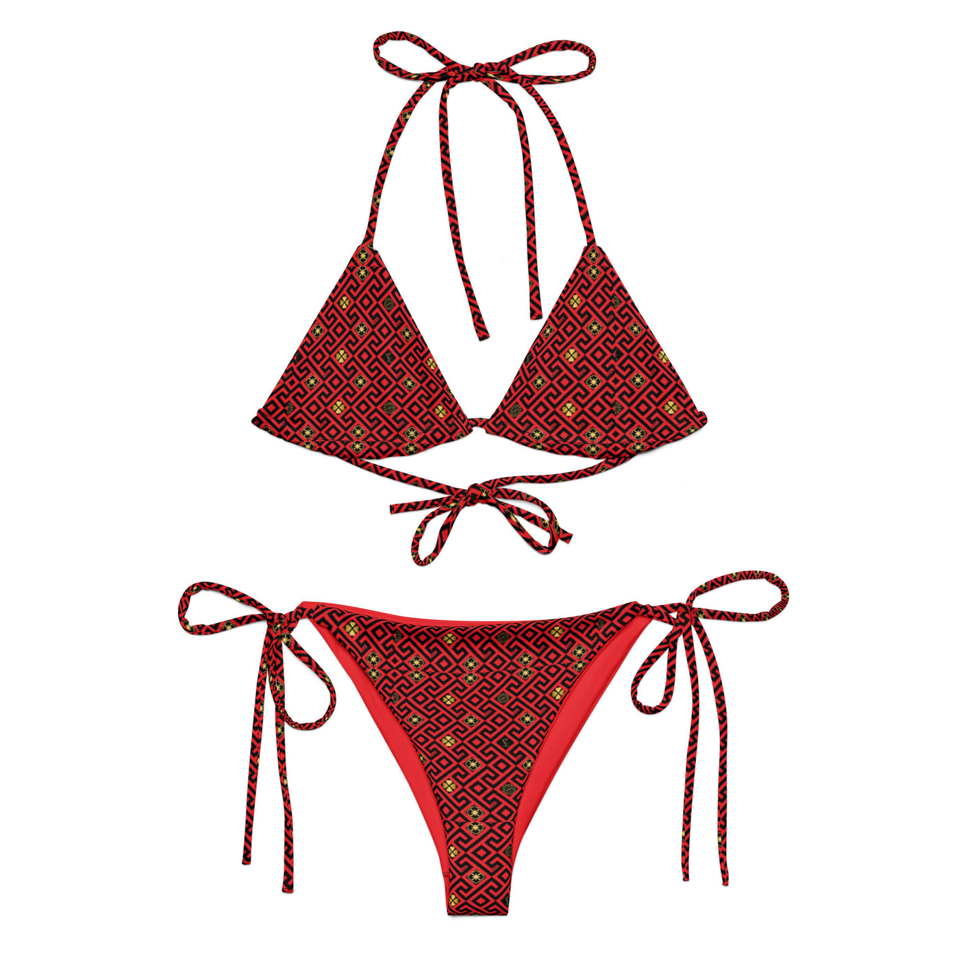 Red recycled string bikini set