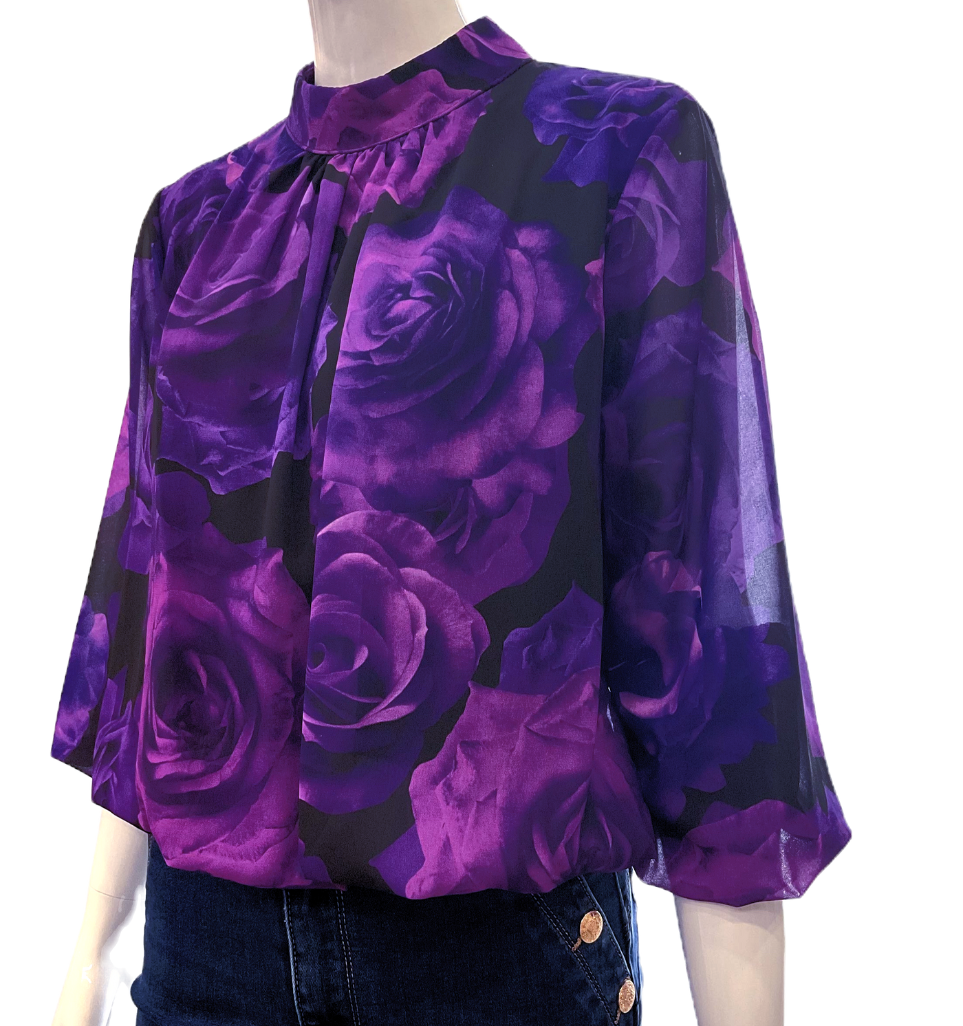 Blouse with purple flowers