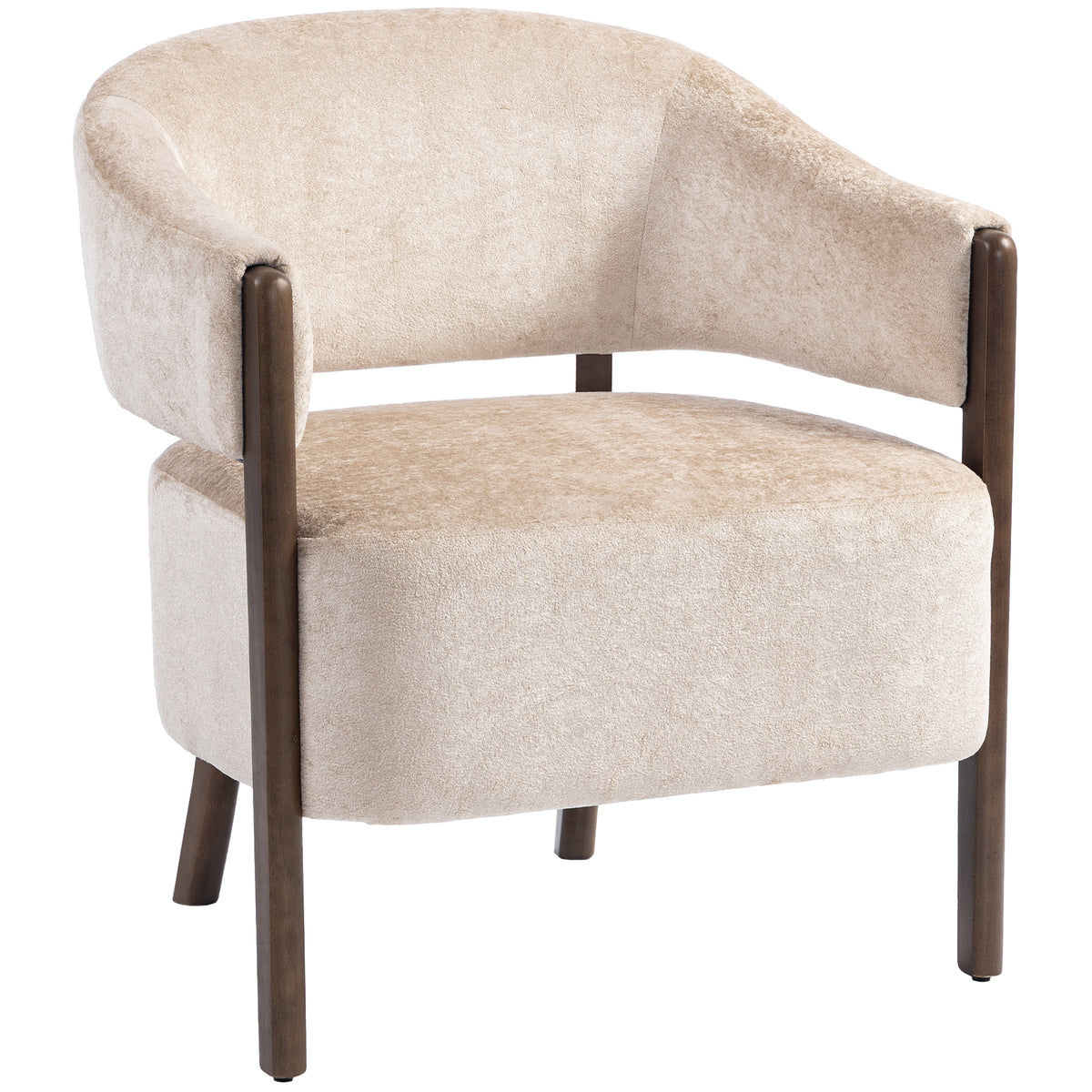 Fauteuil de salon en chenille, chaise rembourrée, assise large, dossier ergonomique, accoudoirs, 71x63,5x78,5cm, beige