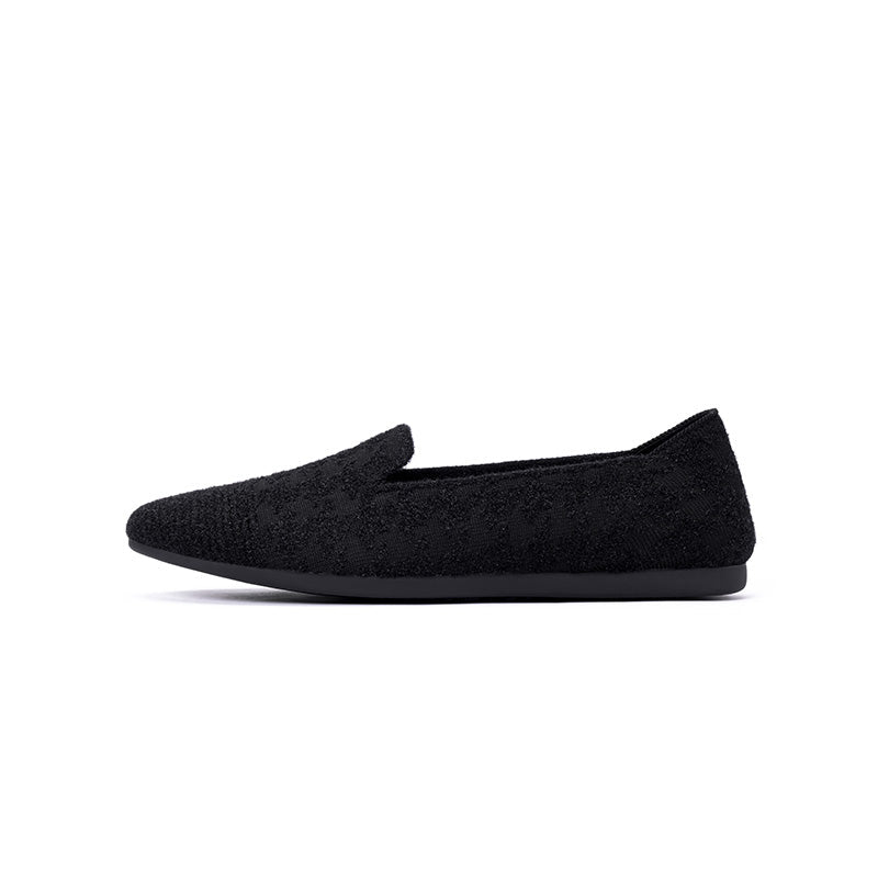 Mocassins plats à enfiler en maille pied-de-poule – Ballerines quotidiennes à bout rond