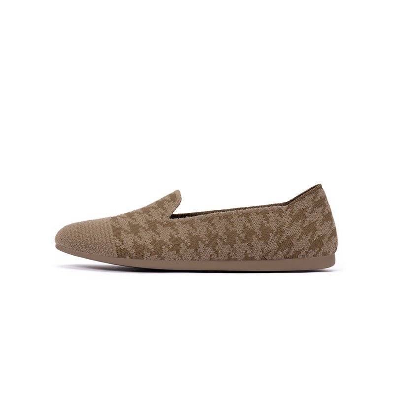 Mocassins plats à enfiler en maille pied-de-poule – Ballerines quotidiennes à bout rond