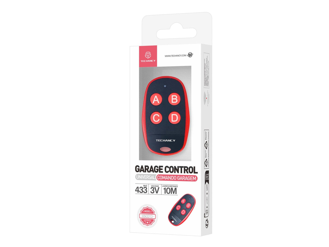 Techancy Comando Garagem Universal KN3313 433MHz Controle para Portas de Garagem Eletricas e Automaticas Substituicao