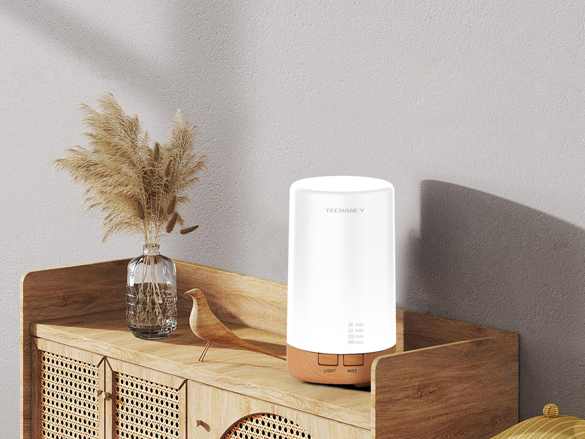 Difusor de aromaterapia Techancy, LD3912, com função humidificadora, branco + grão de madeira