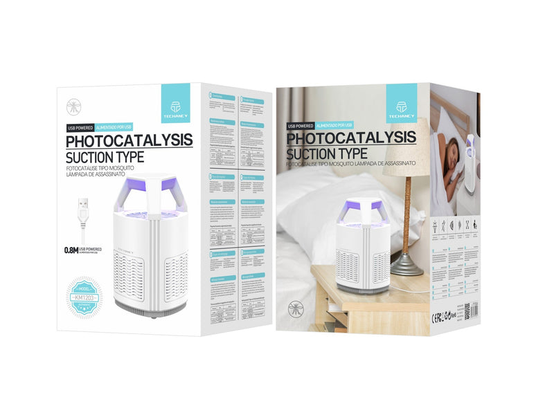 Repelente fotocatalítico de mosquitos alimentado por USB Techancy, KM1203, fotocatalítico, captura física, ventilação integrada, branco