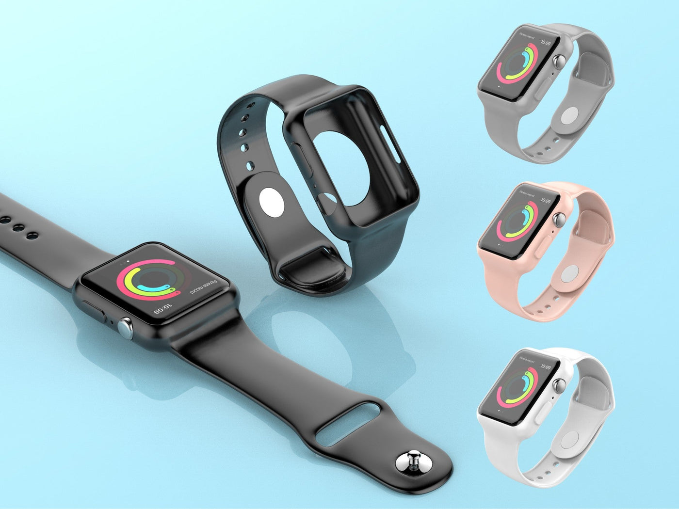 Pulseira totalmente adesiva para relógio Techancy, KC2112, compatível com Apple Watch 42-44 mm, Preto
