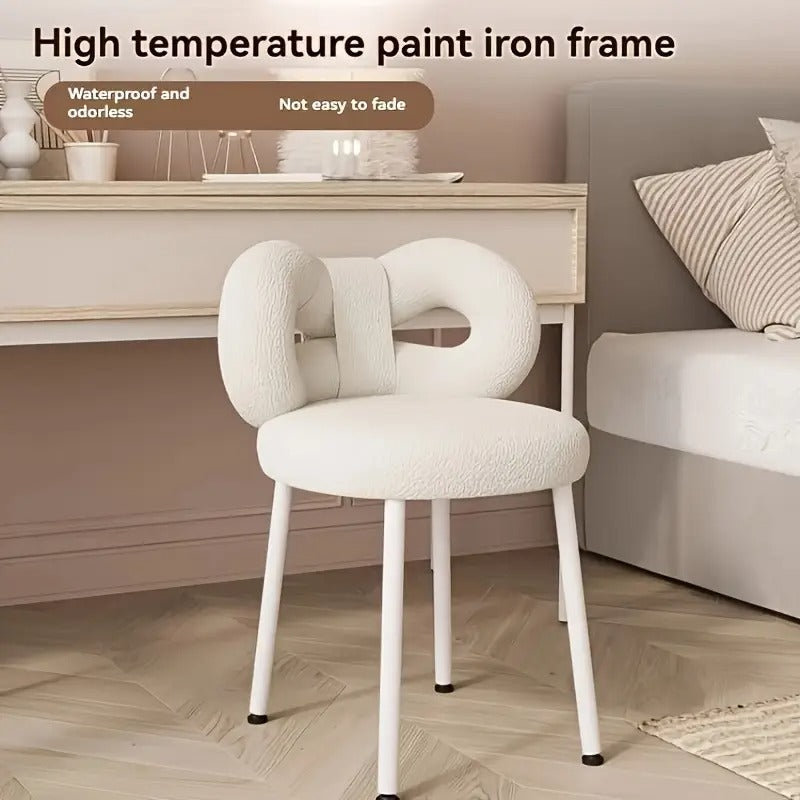 Tabouret de coiffeuse avec dossier en forme de papillon