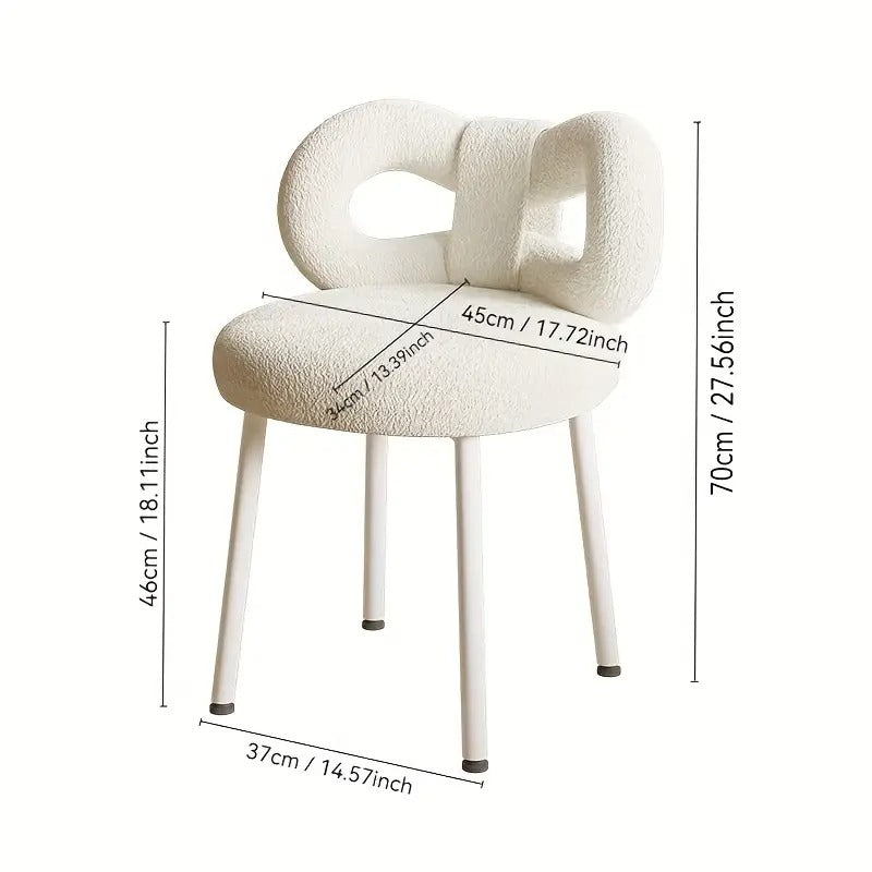 Tabouret de coiffeuse avec dossier en forme de papillon