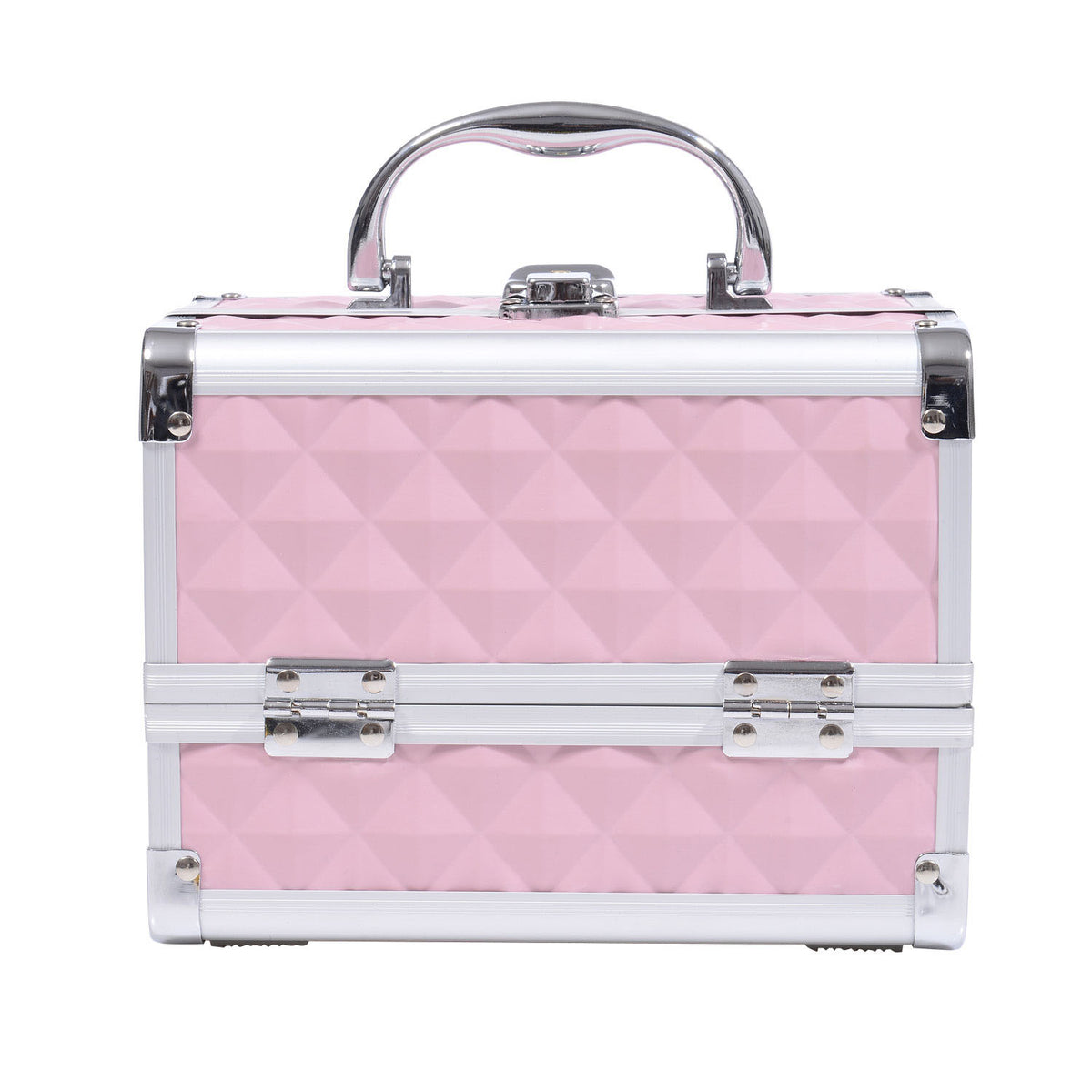 Mallette à maquillage rangement à 3 niveaux avec miroir verrouillage avec 2 clés dim. 20L x 15l x 15H cm rose