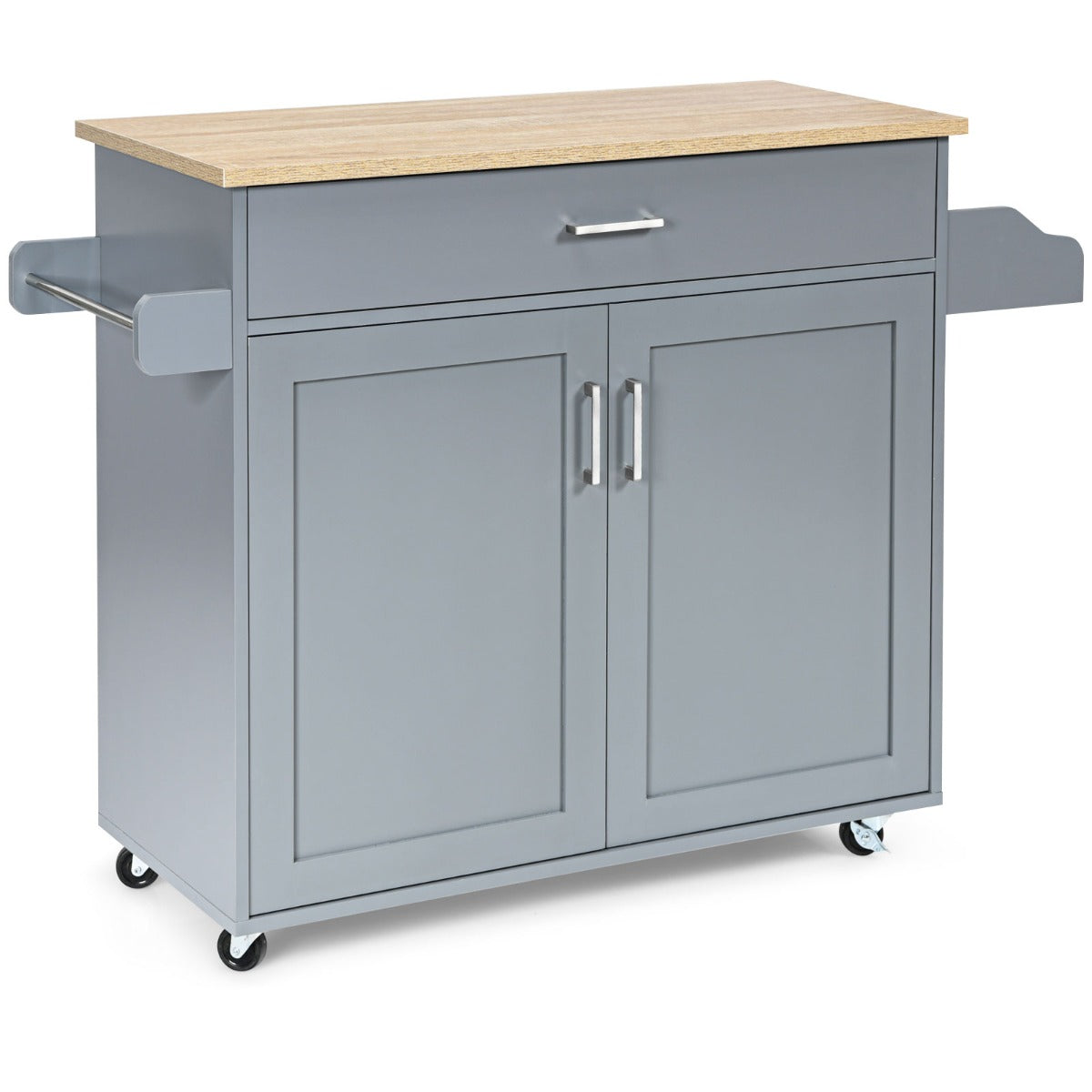 NNECW Chariot de cuisine îlot avec roulettes en caoutchouc verrouillables pour cuisine - Gris