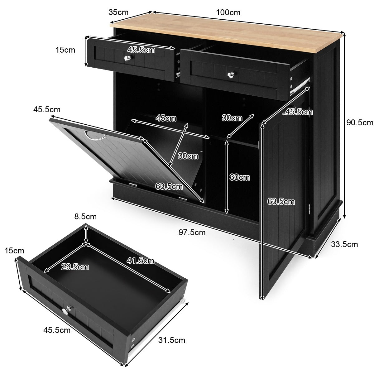 Poubelle de cuisine NNECW avec étagère réglable pour la cuisine