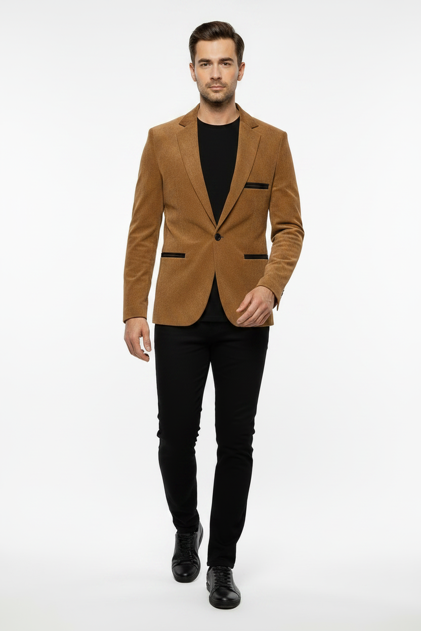 Khaki brown velo blazer-0