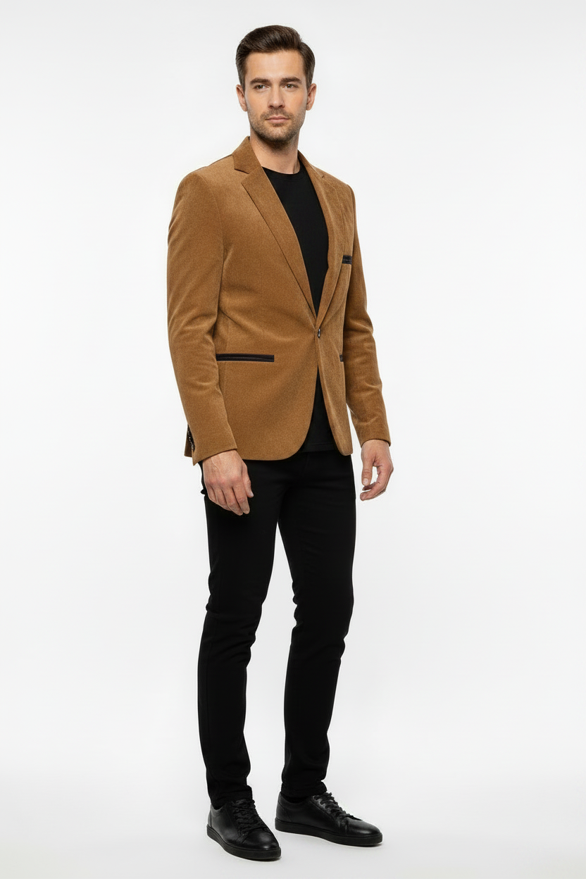 Khaki brown velo blazer-2
