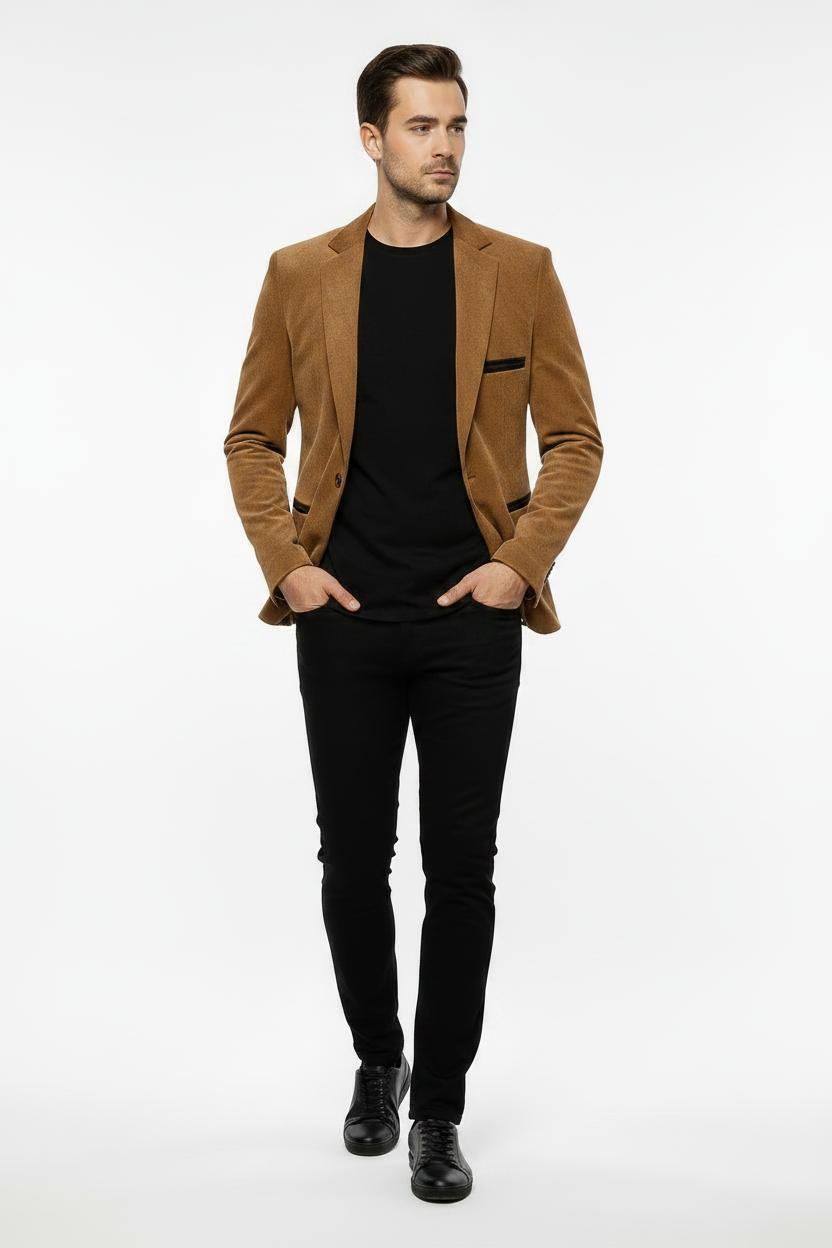 Khaki brown velo blazer-1