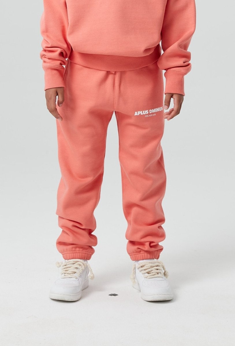 Kids APLUS DMINUS Stacked Logo Drawstring Joggers – Structured Thin Fleece Sports Sweatpants-0