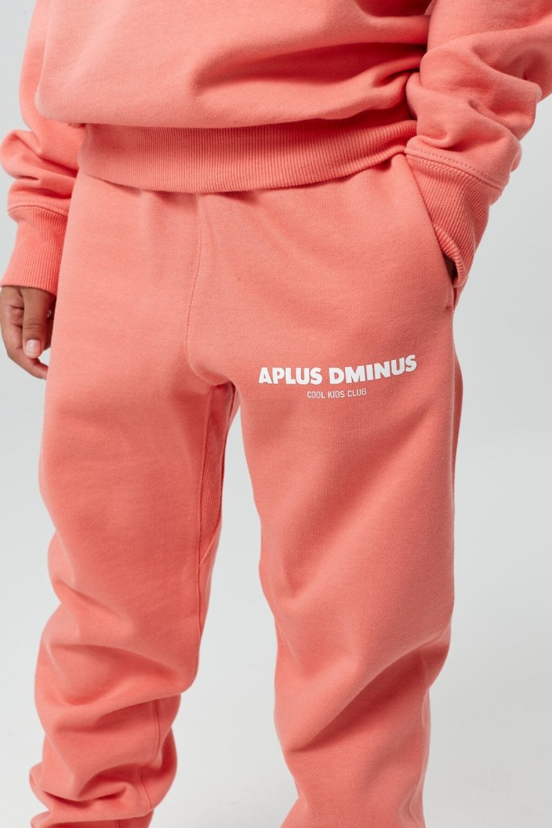Kids APLUS DMINUS Stacked Logo Drawstring Joggers – Structured Thin Fleece Sports Sweatpants-1