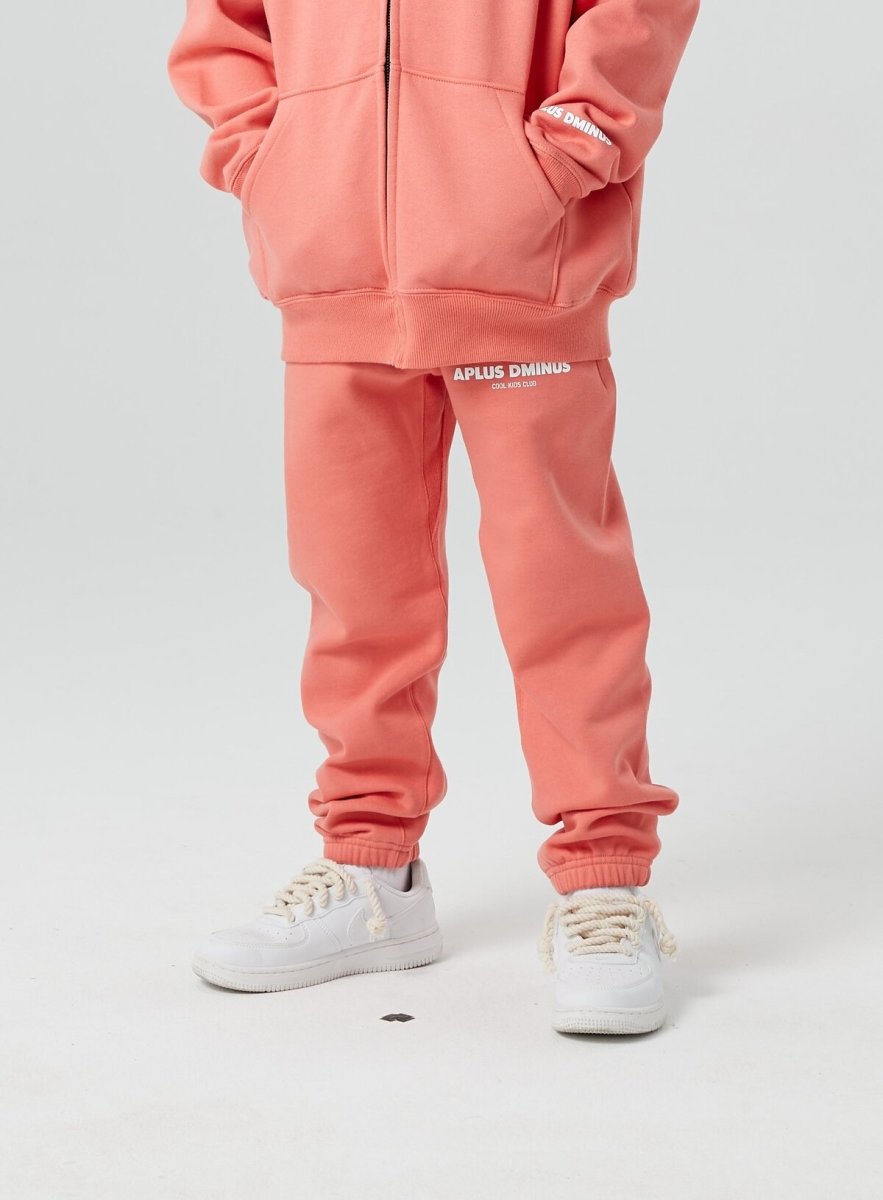 Kids APLUS DMINUS Stacked Logo Drawstring Joggers – Structured Thin Fleece Sports Sweatpants-3