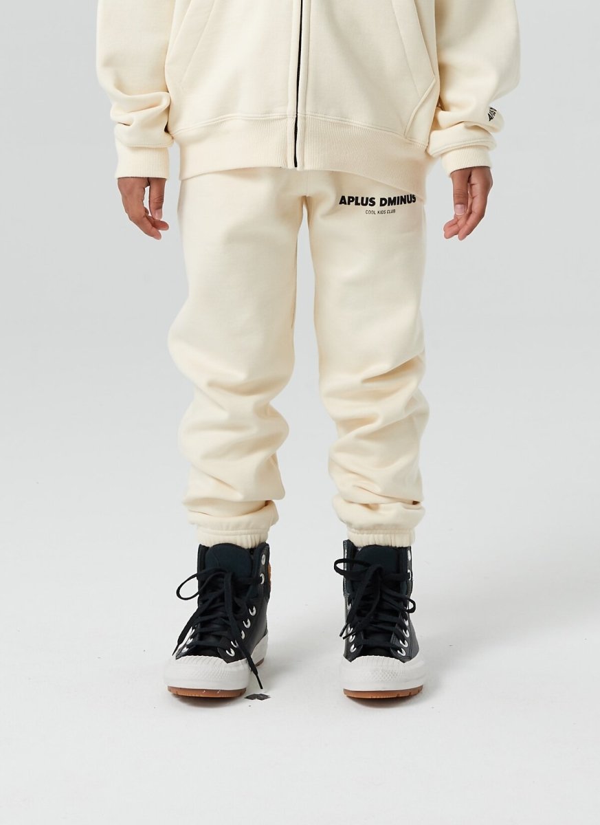 Kids APLUS DMINUS Stacked Logo Drawstring Joggers – Structured Thin Fleece Sports Sweatpants-5