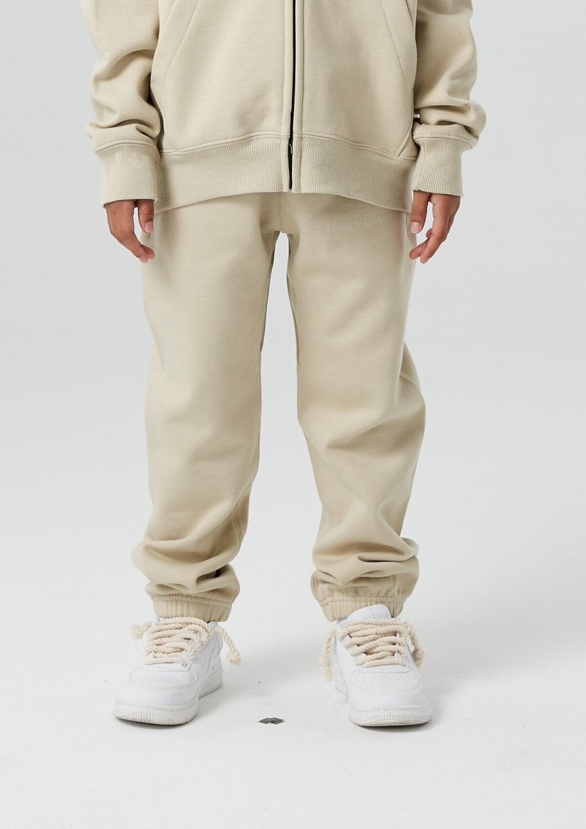 Kids APLUS DMINUS Stacked Logo Drawstring Joggers – Structured Thin Fleece Sports Sweatpants-6