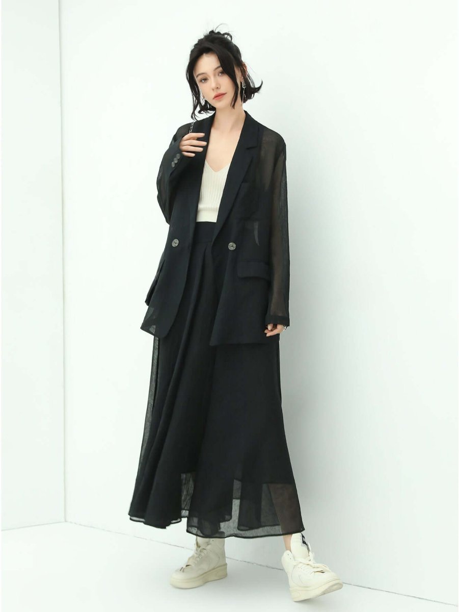 Lightweight Embroidered Sheer Blazer