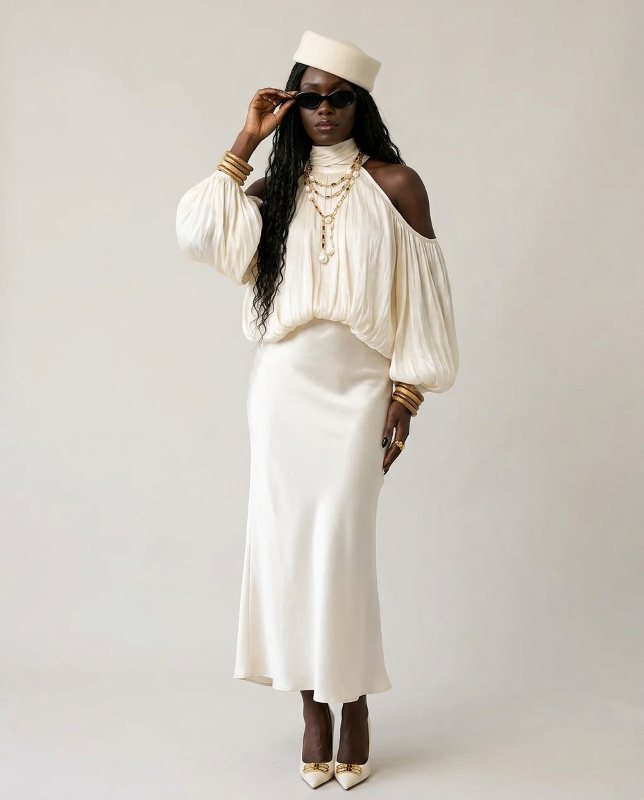 Refined Silk Midi Skirt