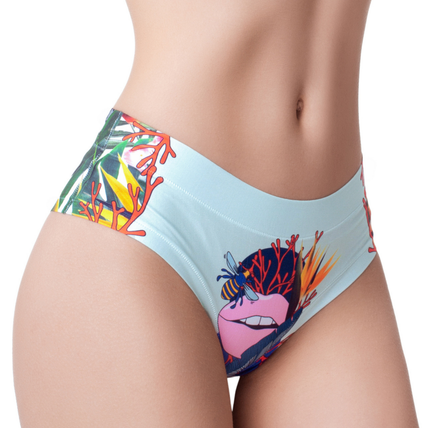 Memème Women’s Ultra-Comfortable BOTANIC PANIC - Lips - Panties | Breathable Cotton Crotch, Stretchy Fit, No Elastic Bands