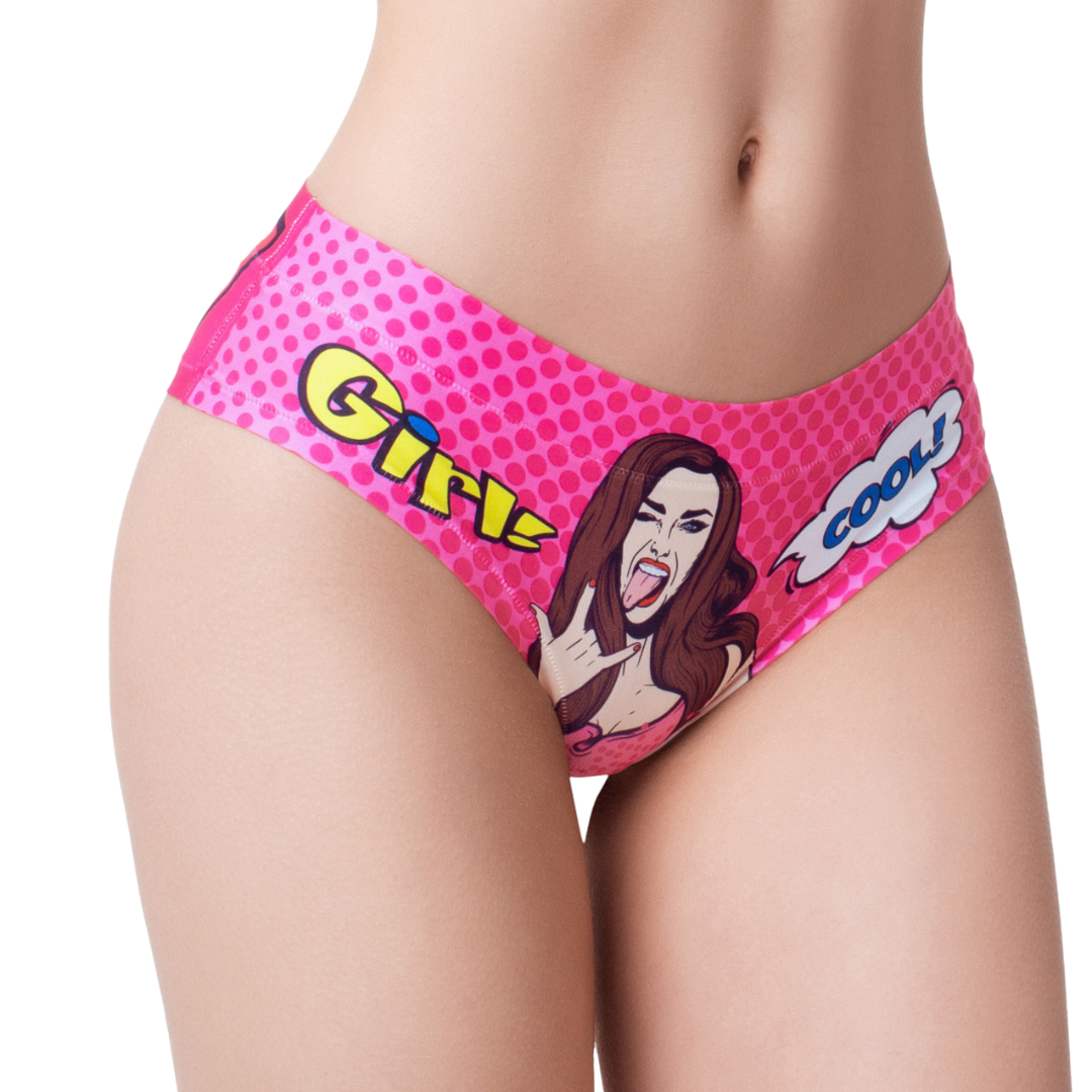 Memème Women’s Ultra-Comfortable COMIC FANS - Pink - Panties | Breathable Cotton Crotch, Stretchy Fit, No Elastic Bands