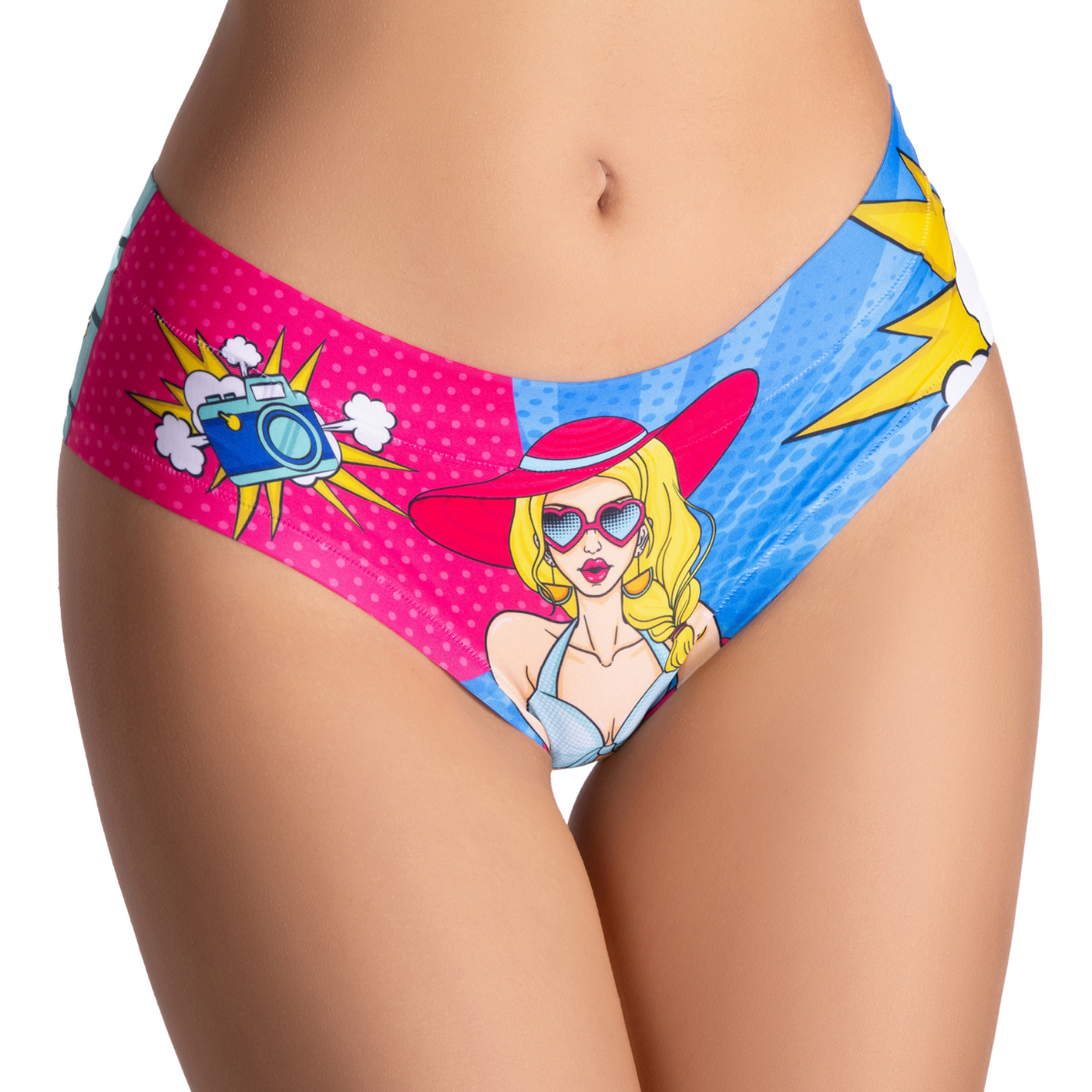Memème Women’s Ultra-Comfortable COMICS - Beach Girl - Panties | Breathable Cotton Crotch, Stretchy Fit, No Elastic Bands
