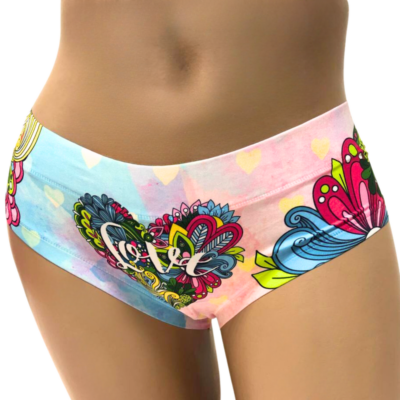 Culottes Memème LOVE ultra-confortables pour femmes - Mélange de couleurs - Entrejambe en coton respirant, coupe extensible, sans élastiques