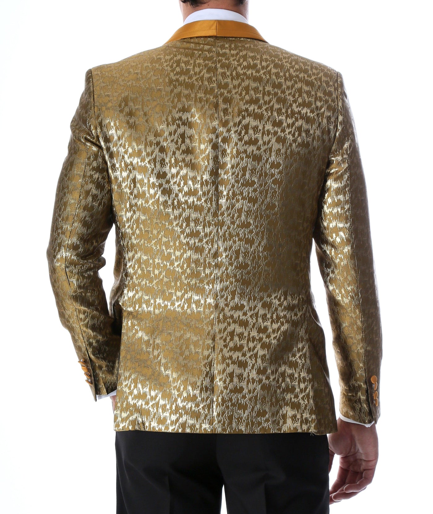 Men's Webber Gold Modern Fit Shawl Collar Tuxedo Blazer - Young Man’s Prom Wear-1