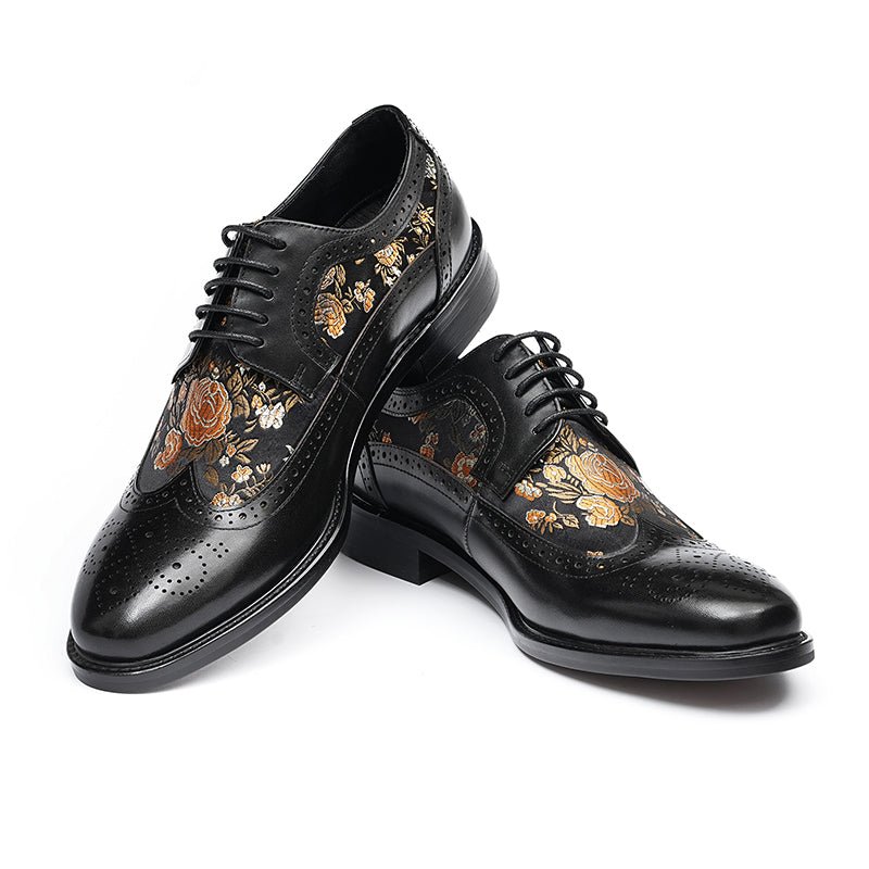 Men’s Artistic Brogue Lace Up Shoes with Embroidered Accents