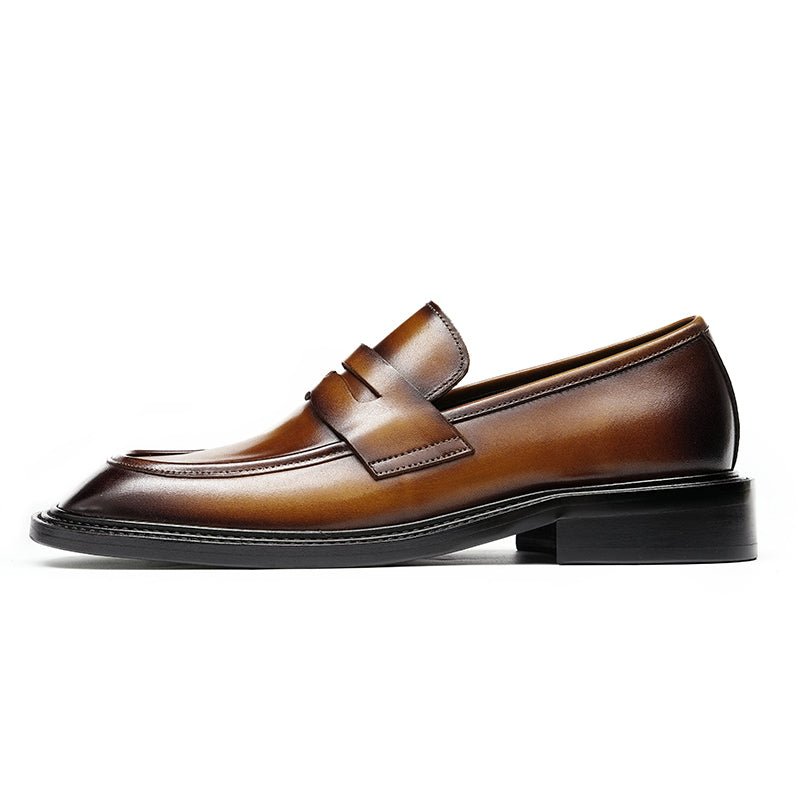 Men’s Calfskin Gradient Leather Loafers with Bold Reinforced Straps