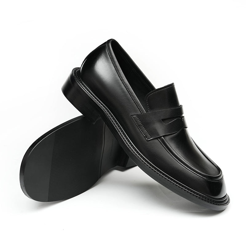 Men’s Calfskin Gradient Leather Loafers with Bold Reinforced Straps