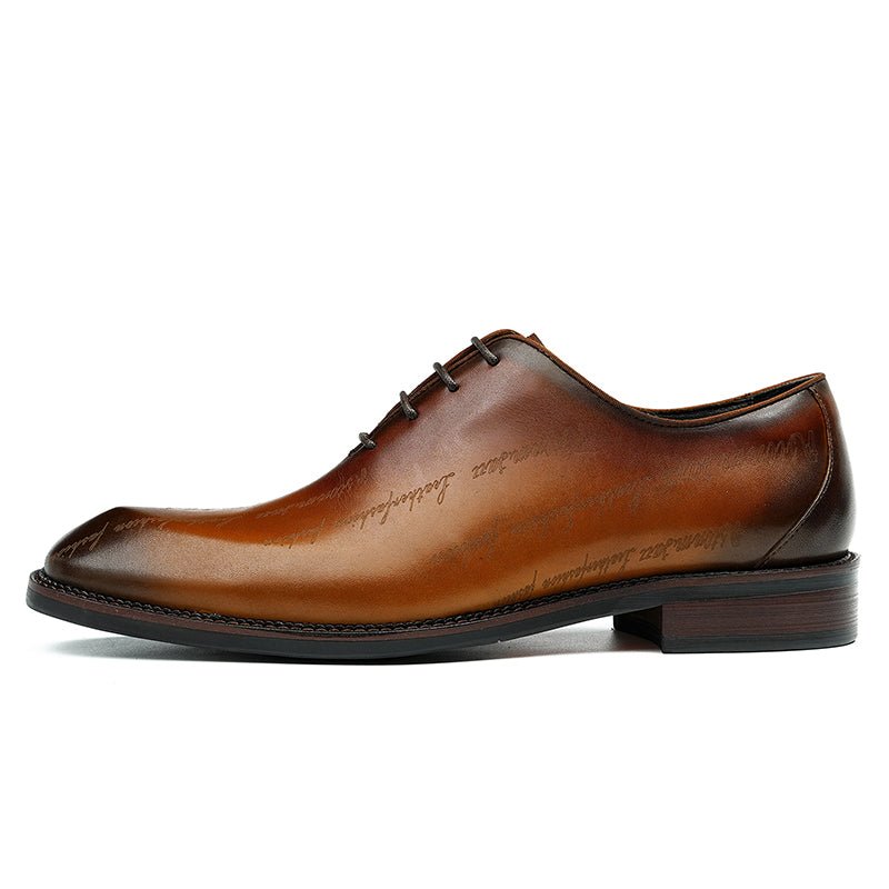 Men’s Elite Leather Oxford Lace Up Shoes with Artistic Scritto Finish