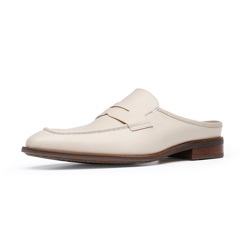 Mules en cuir crème élégantes pour hommes