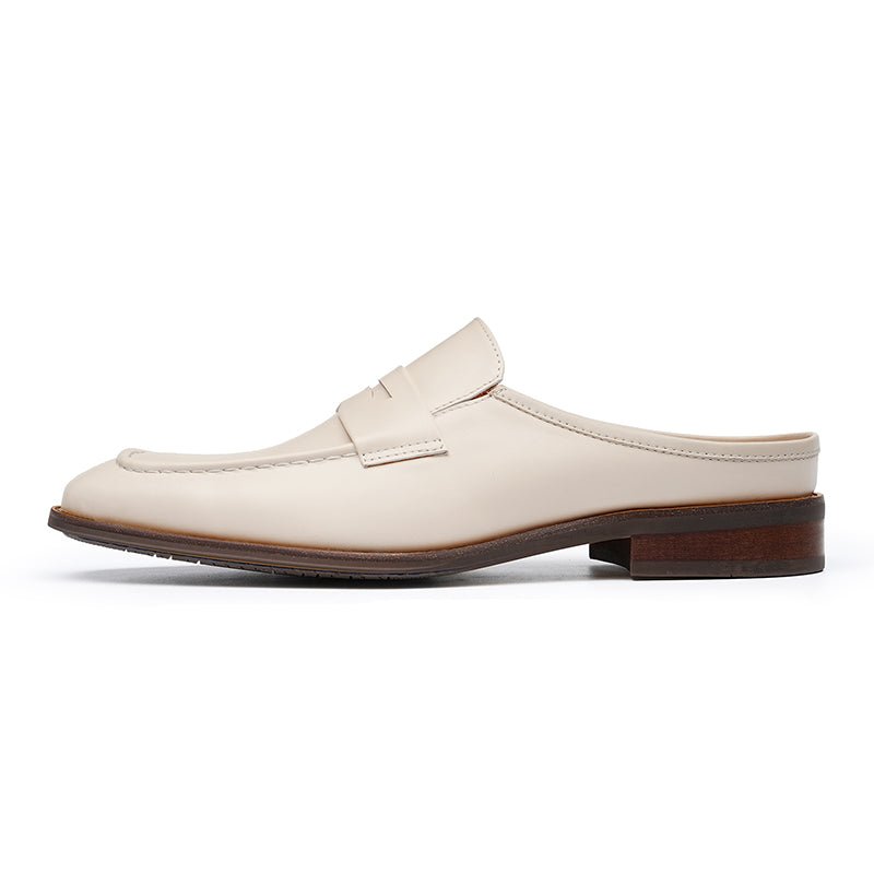 Mules en cuir crème élégantes pour hommes