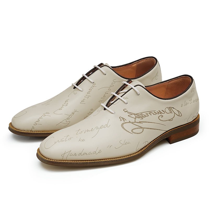 Men’s Script-Engraved Lace up Oxford Dress Shoes
