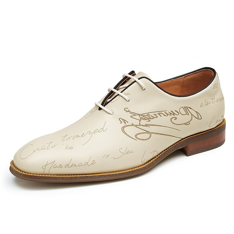 Men’s Script-Engraved Lace up Oxford Dress Shoes