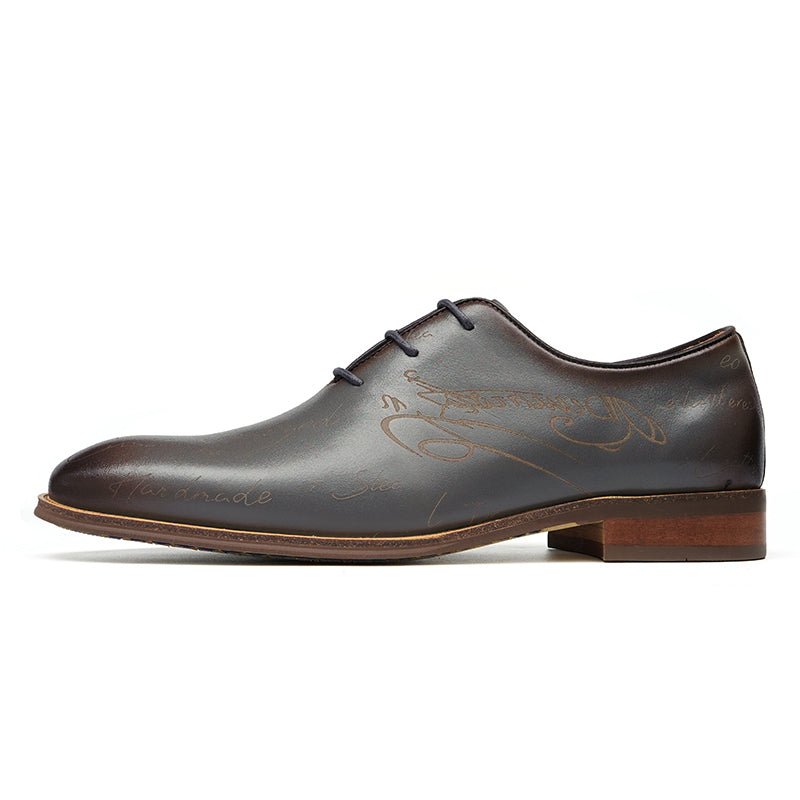 Men’s Script-Engraved Lace up Oxford Dress Shoes