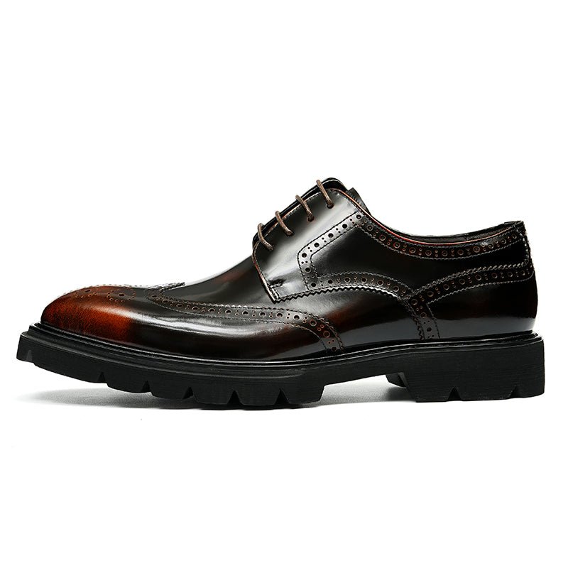 Men’s Wingtip Brogue Lace Up Derby Shoes with Rugged Platform Base