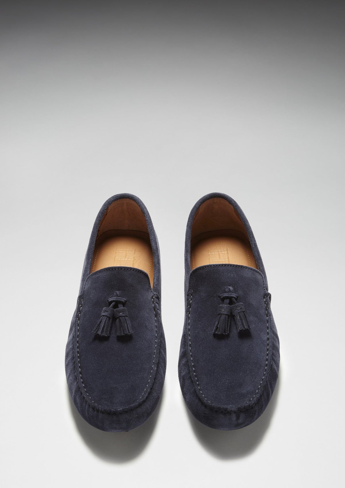 Mocassins de conduite à pampilles en daim bleu marine