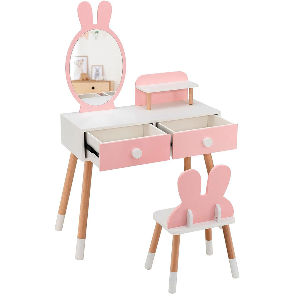 Table de toilette pour enfant Zajačikovský avec miroir et tabouret