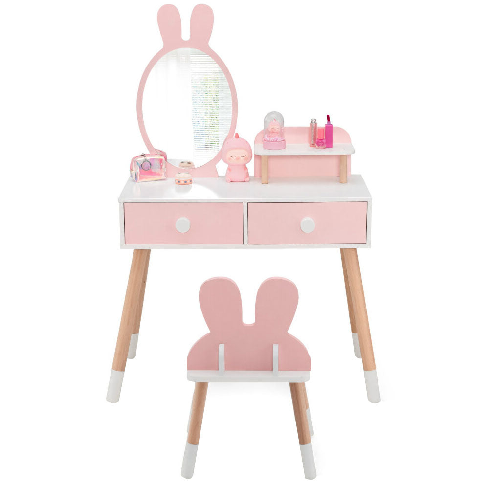 Table de toilette pour enfant Zajačikovský avec miroir et tabouret