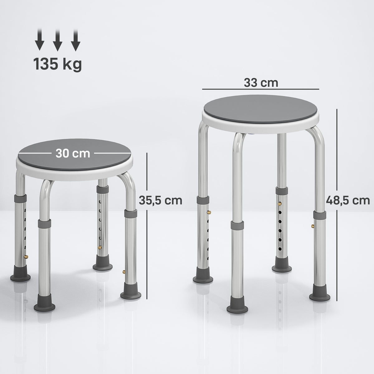 Banquette de douche siège de douche antidérapant banc de bain hauteur réglable pivotant à 360° en aluminium