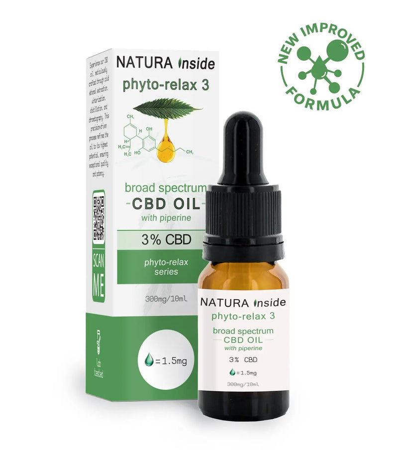 PHYTORELAX Huile de CBD 3% — Spectre complet + Pipérine, 10 ml