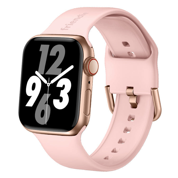 Bracelet en silicone or rose avec boucle moderne dorée – Le Byron – Compatible avec l'Apple Watch taille 38 mm à 41 mm