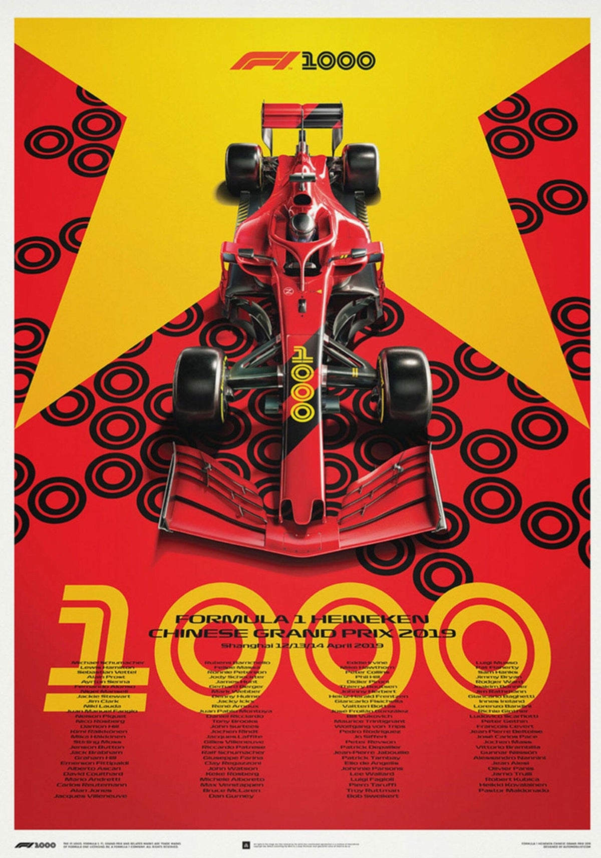Poster Formule 1 Décennies Voitures de Course Chronologie Légendes · Impression décorative sans cadre